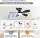 36Inch Black Low Profile Ceiling Fans with Lights and Remote/App Control, Reversible DC Motor, 6 Speeds, Modern Flush Mount Ceiling Fan with 5 Blades for Outdoor Patio,Small Room,Bedroom
