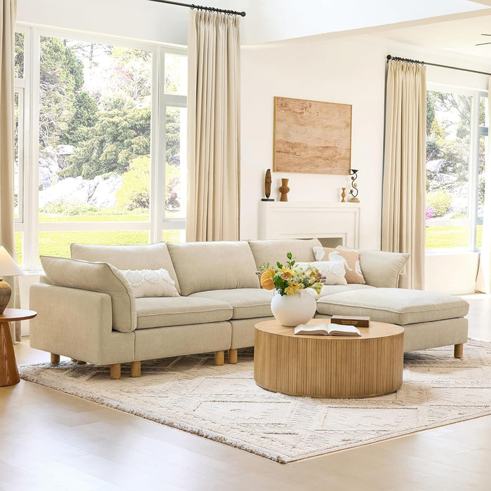 Beige Oversized Sectional Sofa For Spacious Living