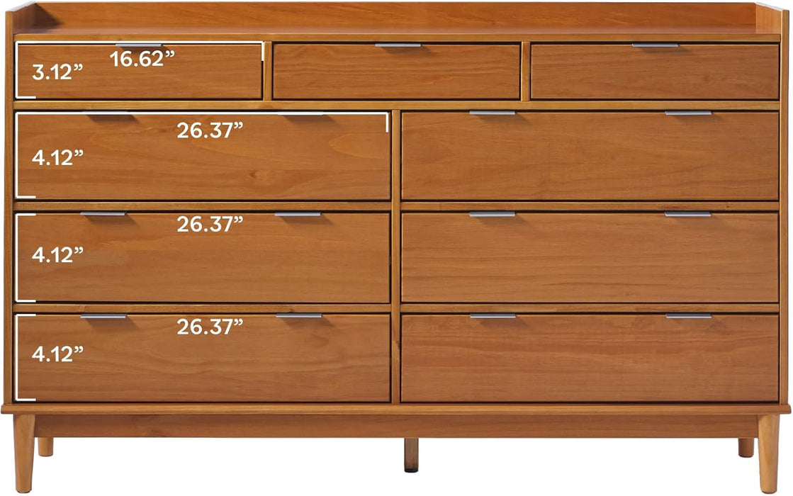 Blythe Nine-Drawer Tray-Top Dresser 60-Inch Caramel