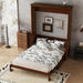 Queen Size Murphy Bed W/Desk,Horizontal Hidden Wall Bed W/Gas Struts,Space-Saving Murphy Bed Cabinet for Home Office,Apartment,Guest Room,Walnut