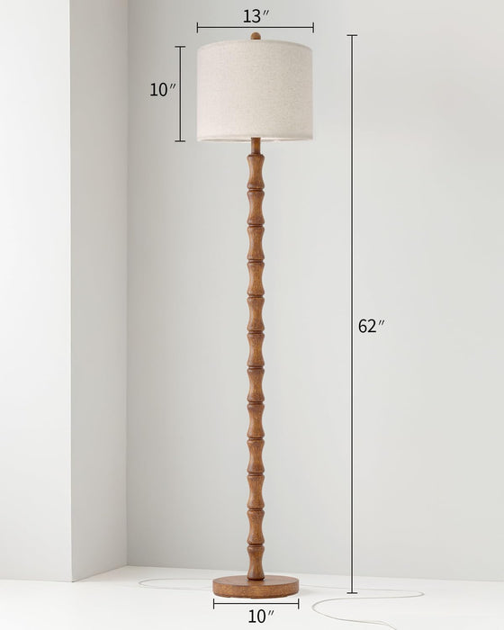 Rustic Floor Lamp 62Inch Walnut LinenTextured Shade
