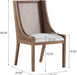 Yone Dining Chairs Set of 2, Modern Dining Chair with Fabric Upholstery, Rubberwood Frame Kitchen Chairs with Cane Webbing, Extra Seat for Dining Room, Beige + Brown