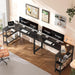 L Shaped Desk, 55 Inches Computer Desk with Reversible Storage Shelves, for Gaming Corner Home Office Writing Study, Metal Frame, Black