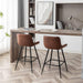 Brown Bar Stools Set of 2, 24 Inch Barstools Fabric Upholstery | Counter Height Bar Stool 24-Inch Seat Height, Thick Cushion, Black Metal Legs, Mid-Century Industrial Look for Kitchen Island