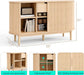 Sideboard Buffet Cabinet with Storage, 55" Fluted Coffee Bar Cabinet with Tambour Sliding Doors and Drawer, Mid Century Modern Wood Storage Buffet Table for Kitchen, Living Room, Oak
