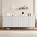 Fluted Sideboard Cabinet White With Adjustable Shelves