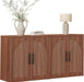 63" Fluted Buffet Cabinet with Storage, Mid-Century Symmetrical Arched Sideboard Credenza with Adjustable Shelf, Large Wood Console Table for Dining Room, Kitchen, Living Room (Warm Walnut)