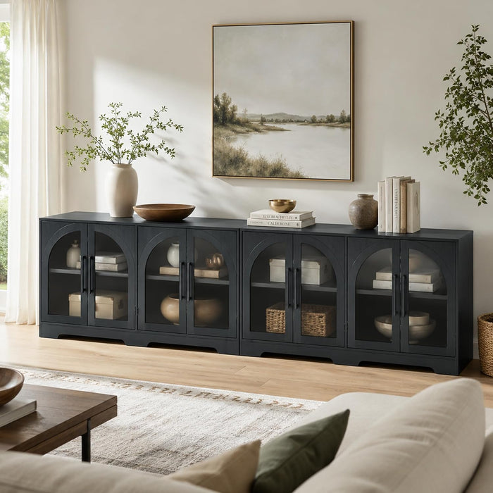 55" Sideboard Buffet Cabinet with Storage, Black