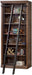 Avondale 120" W Contemporary Wood Bookcase Wall with Ladder Storage Organizer Display, 5 Adjustable Shelves, Ringed Steel Frame, Fully Assembled, in Brown Finish