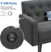 63" Convertible Couch Small Futon Sofa Bed with 2 USB Ports, Reclining Backrest & Removable Armrests, Mid Century Modern Loveseat for Living Room, Apartment, Office, Dark Gray