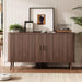 55" Fluted Sideboard Buffet Cabinet with Sliding Door, Mid-Century Modern Wood Sideboard, Adjustable Shelf, Coffee Bar Cabinet with Storage for Kitchen, Walnut