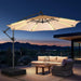 10 Ft Offset Patio Umbrella with Solar Lights, LED Lighted Umbrella Outdoor Patio with Base Included, Heavy Duty Hanging Cantilever Umbrellas for Pool Deck with UV Protection&Easy Tilt, Beige