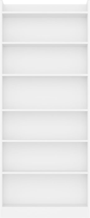 7-Tier Open Bookcase and Bookshelf, Modern Simple Floor Standing Display Storage Shelves with Top Open Compartment for Home Office, Study, Living Room - White