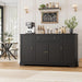 54Inch Black Contemporary Buffet Cabinet With Drawers