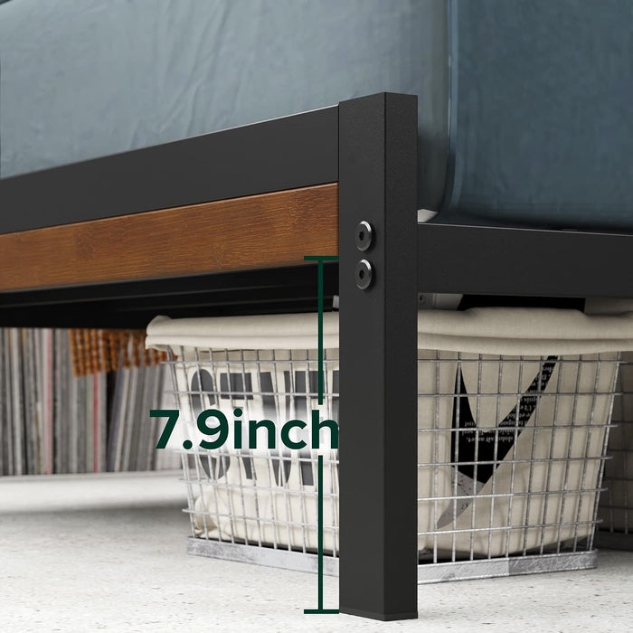 Kai Bamboo and Metal Platform Bed Frame, Sturdy Steel Frame, Twin