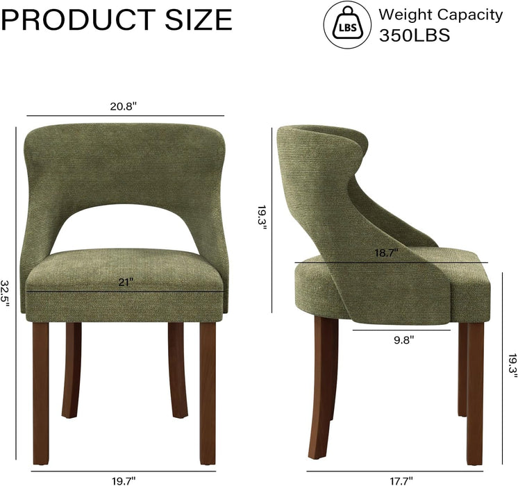Wooden Dining Chairs Set of 4,Modern Fabric Upholstered Dining Room Chair Kitchen Side Chairs with Solid Wood Legs,Mid Century Farmhouse Dinner Chairs for Kitchen Dining Room,Restaurant,Green