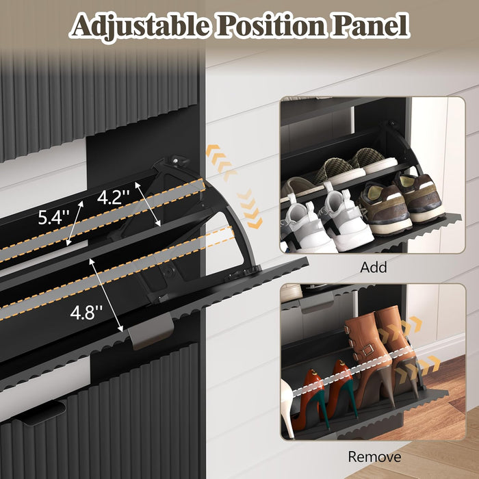 Sleek Black Entryway Shoe Cabinet With Organization