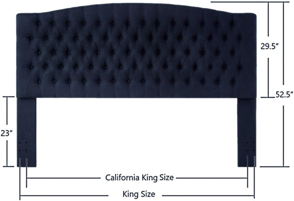 Boucle Upholstered Tufted Button King Headboard and Comfortable Fashional Padded King/California King Size Headboard,6025-K-Boucle-Navy Blue