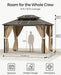 10' X 13' Aluminum Hardtop Gazebo with Double Roof, All-Weather Permanent Outdoor Canopy with Netting & Curtains for Patio, Backyard, Deck, and Lawn