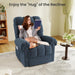 2024 New Power Recliner Chair for Adults, Adjustable Electric Chair Power Reclining Sofa, USB Port, Ultra-Comfy Teddy Fleece Recliner for Living Room, Tool-Less Assembly Single Sofa, Blue Gray