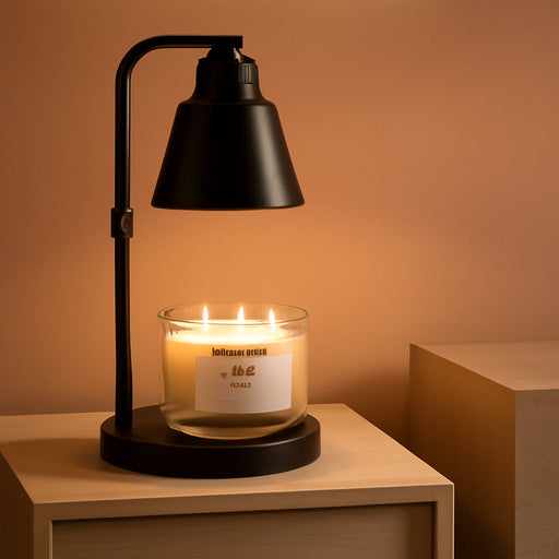 Candle Warmer Lamp with Timer - Adjustable Brightness & Height, 2 Free Bulbs Included | Wax Warmer Lamp for Jar Candles, Farmhouse & Home Decor Gift (Black)