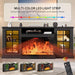 80" Fireplace TV Stand with 3-Sided Glass, TV Cabinet for Tvs up to 90", Modern Media Entertainment Center with Farmhouse Glass Door Storage Cabinets, for Living Room, Black