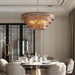 36" Smoked Gold round Drum Chandelier, 6-Light Modern Hanging Light Fixture for Dining Room, Living Room, Bedroom, Foyer