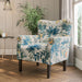Modern Accent Chair, High Back Armchair, Upholstered Wingback Side Chair, Padded Single Sofa with Wooden Legs for Living Room, Bedroom - Green Blue Floral