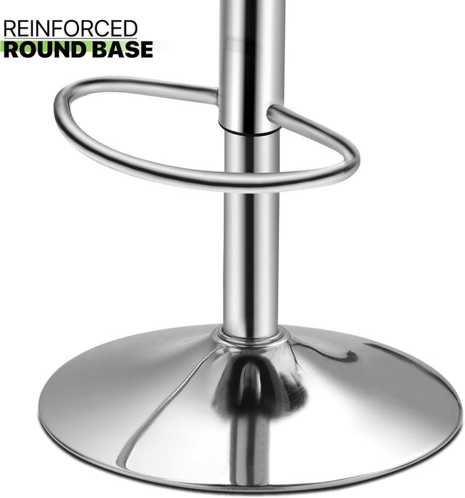 Bar Stools Set of 2 for Kitchen Counter, Height Adjustable Swivel PU Leather Barstools, Modern Bar Chair with Back and Footrest, Grey