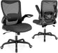 Office Chair, Ergonomic Desk Chair with Adjustable Lumbar Support and Flip up Armrest, Breathable Mesh Computer Chair for Home Office, Black