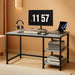 Computer Desk 40 Inches with 2-Tier Shelves Sturdy Home Office Desk with Large Storage Space Modern Gaming Desk Study Writing Laptop Table, Gray Desk