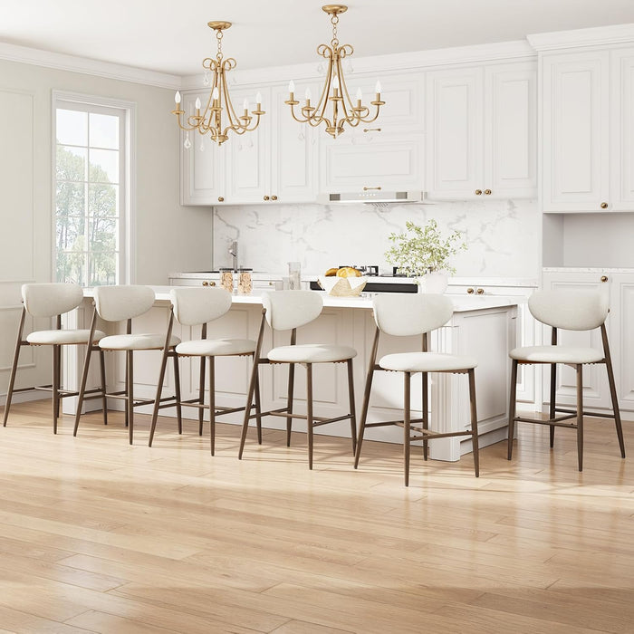 Counter Height Bar Stools with Backs Set of 4, Beige
