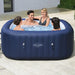 Saluspa Hawaii Airjet 4 to 6 Person Inflatable Hot Tub Square Portable Outdoor Spa with 140 Airjets and Energysense Energy Saving Cover, Blue