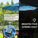 9' round Patio Umbrella with 32 Solar Powered LED Lights, Push-Button Tilt and Hand Crank Lift, Solar Umbrella in Teal for Porch, Deck, and Patio by