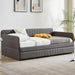 Twin Daybed with Trundle Bed Twin, Linen Upholstered Day Bed with Arm and Backrest, No Box Spring Needed Daybed, Twin Size Day Bed Gray