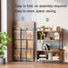 No Assembly 4 Tiers Folding Bookshelf 44.41''H Extra Storage,Rustic Brown