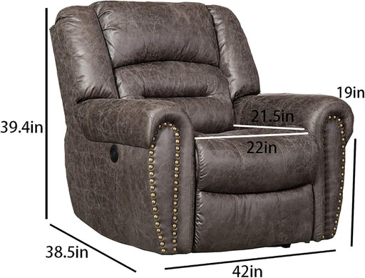 Electric Recliner Chair W/Breathable Bonded Leather, Classic Single Sofa Home Theater Recliner Seating W/USB Port (Smoky Gray)