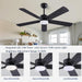 52" Ceiling Fans with Light and Remote,Farmhouse 5 Blades Quiet Reversible DC Motor Ceiling Fans for Modern Indoor/Outdoor/Patio/Living Room/Bedroom(Black/Walnut)