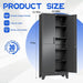 71" Tall Metal Pantry Storage Cabinet with Lock, File Cabinet Black