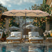 13Ft Outdoor Patio Umbrella with Solar Lights, 120 LED 12-Mode Large Double Sided Rectangular Table Umbrella, Heavy Duty Triple-Head Shade for Backyard Deck & Poolside, Beige (No Base)