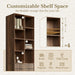 73'' Fluted Bookshelf with Doors and 2 Drawers, Black Walnut