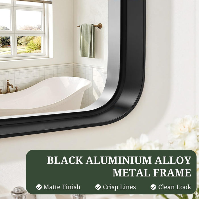 Bathroom Mirror 40X30 Inch Black Metal Frame Rectangle Vanity Mirror