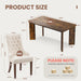7-Piece Rectangular Dining Table Set for 6, 63" Industrial Kitchen Table with 6 Tufted Parsons Dinner Chairs for Dining Room, Kitchen, Living Room, Brown+Beige