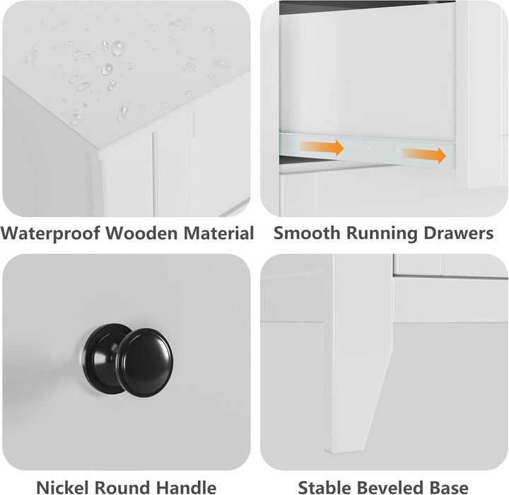 Modern White 5-Drawer Dresser Storage Organizer for Bedroom, 42.5 Inches Tall