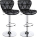 Bar Stools Set of 2, Adjustable PU Leather Swivel Barstools with Shell Back, Bar Chairs with Footrest for Home Kitchen, Black