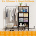 Dresser for Bedroom with Hanging Rack, 3 Drawers Closet with Charging Station, Fabric Chest of Drawers with Clothes Rack, Storage Organzier for Hallway Entryway, Brown
