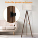 Wood Tripod Floor Lamp, Mid Century Standing Lamp, Modern Design Studying Light for Living Room, Bedroom, Study Room and Office, Flaxen Lamp Shade with E26 Base Dark Brown