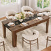 Farmhouse 71" Long Dining Table for 6-8 People, Marble Texture Finish Kitchen Table with Sturdy Wooden Frame, Rectangle Dining Table for Dining Room, Kitchen, Brown