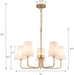 Farmhouse Chandelier, 5-Lights Visual Comfort Gold Light, Muted Gold with White Fabric Shade, Linear Island Lighting Fixture for Kitchen, Dining Room