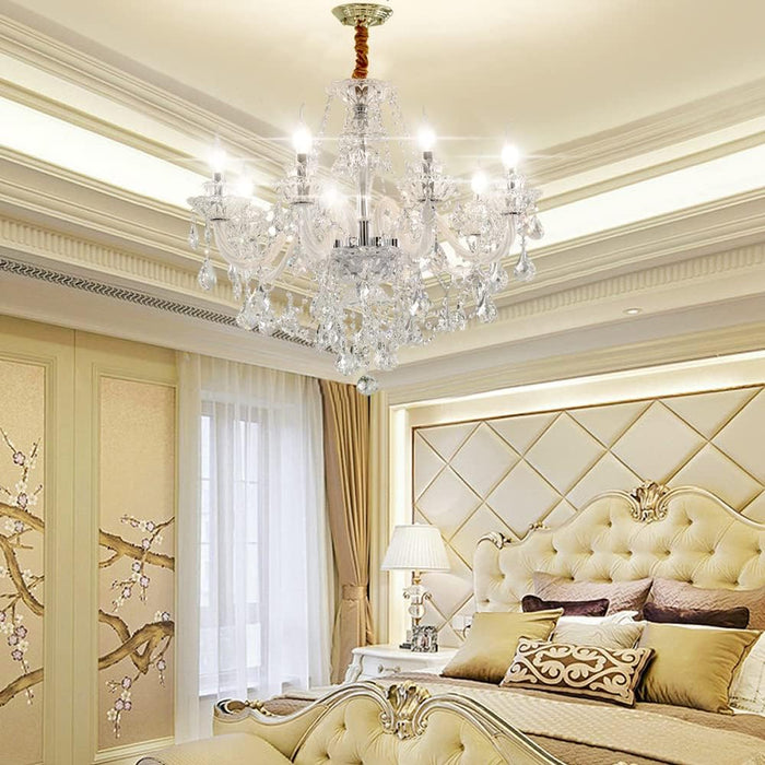 K9 Clear Crystal Chandelier 28InchDiameter 8Light Pendant